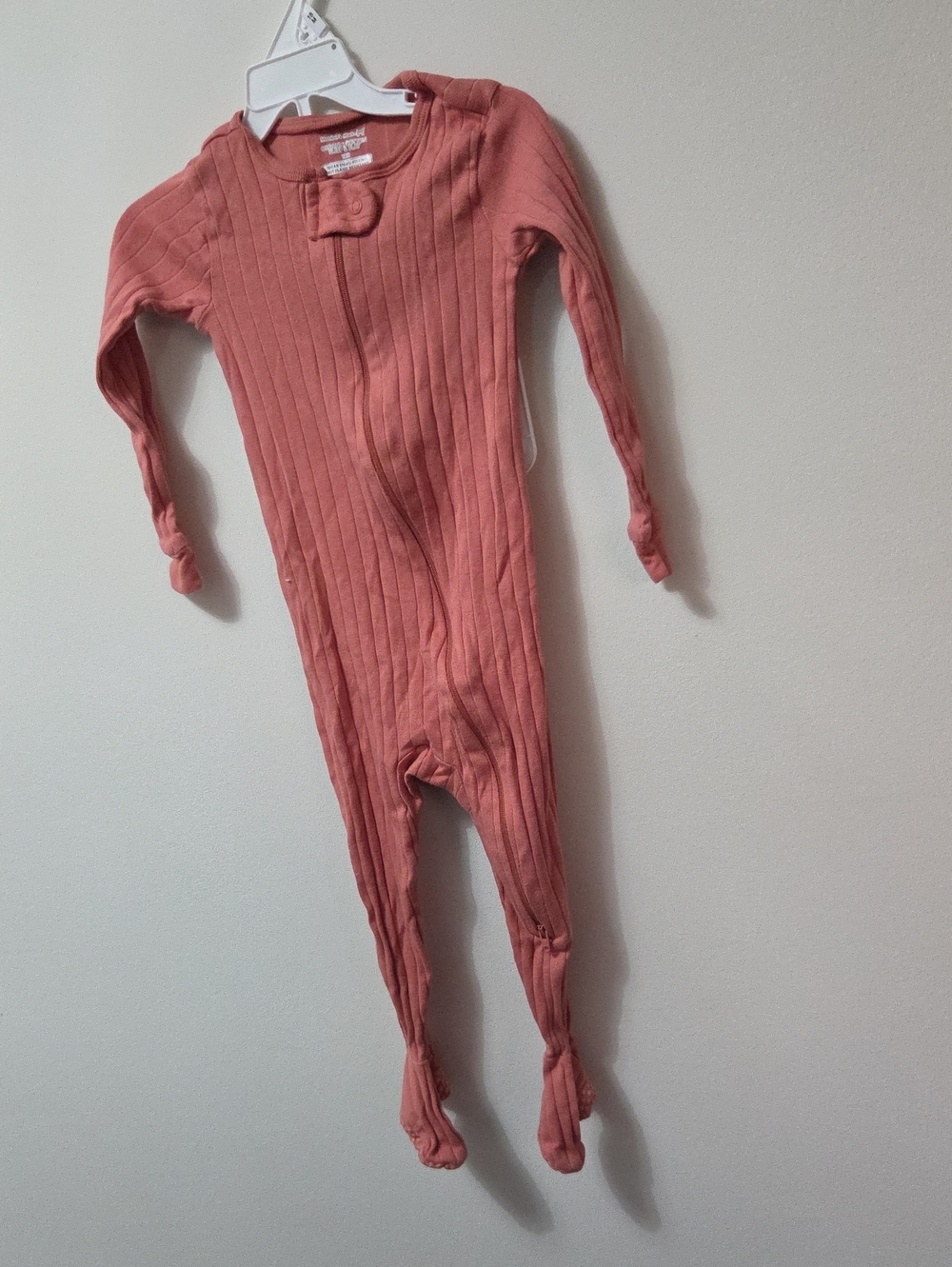Ribbed Zip-Front Kids One-Piece in Dusty Rose